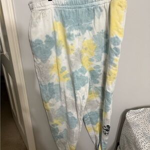 Disney Blue and Yellow Joggers with Tie-Dye Design
